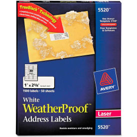 Avery® White Weatherproof Laser Shipping Labels 1 x 2-5/8 1500/Pack