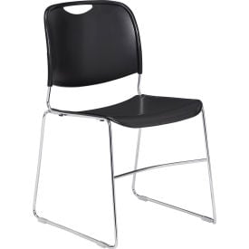 Interion® Stacking Chairs With Mid Back Plastic Black