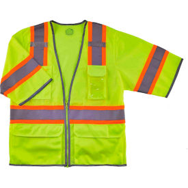 Ergodyne® GloWear® 8346Z Hi-Vis Two Tone Surveyor Vest Zipper Class 3 2XL/3XL Lime