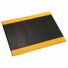 Apache Mills Diamond Deluxe Soft Foot™ Mat 1/2"" Thick 2' x 3' Black/Yellow Border