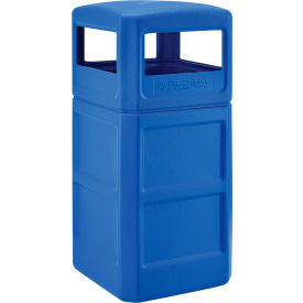 Global Industrial™ Square Plastic Waste Receptacle With Dome Lid 42 Gallon Blue