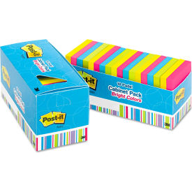 Post-it® Notes Cabinet Pk 65418BRCP 3"" x 3"" Bright 100 Sheets 18/Pack