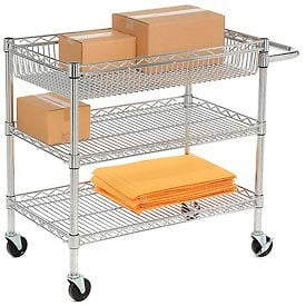 Luxor Wire Transport Cart 400 lb. Capacity 30""L x 18""W x 30""H Silver