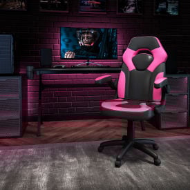 Flash Furniture X10 Racing Style Gaming Chair w/Flip-up Arms LeatherSoft Pink/Black