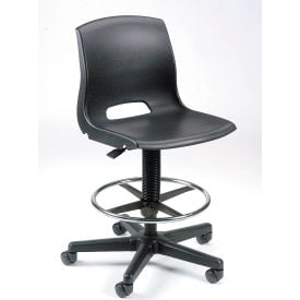 Interion® Plastic Stool - Height Adjustable - Black
