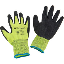 Global Industrial™ Crinkle Latex Coated Gloves Hi-Viz Lime/Black X-Large