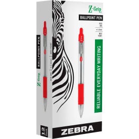 Zebra Z-Grip Ballpoint Retractable Pen 1.0mm Red Ink Dozen