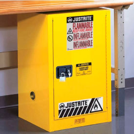Justrite Flammable Liquid Cabinet 12 Gallon Self-Close Single Door Vertical Storage