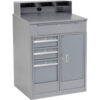 Global Industrial™ Cabinet Shop Desk w/ Riser & 4 Drawers 34-1/2""W x 30""D Gray