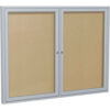 Ghent Enclosed Bulletin Board Outdoor 2 Door 48""W x 36""H Caramel Vinyl/Silver Frame
