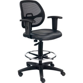 Interion® Vinyl Drafting Stool Black