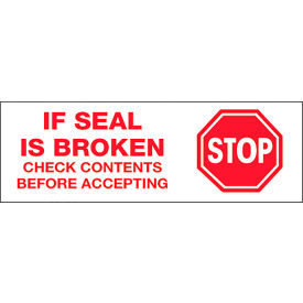 Tape Logic® Carton Sealing Tape Stop If Seal Is Broken 3"" x 110 yds. Red/White