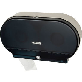 Global Industrial™ Plastic Twin Jumbo Roll Toilet Tissue Dispenser Two 9"" Rolls Gray