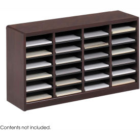 24 Compartment Wooden Literature Organizer - Mahogany