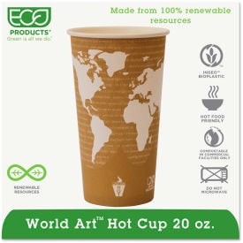 Eco-Products® World Art Renewable Resource Hot Drink Cups 20 oz Tan 1000/Carton