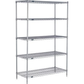 Nexel® 5 Shelf Nexelate® Silver Epoxy Wire Shelving Unit Starter 42""W x 24""D x 74""H