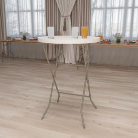 Flash Furniture 32"" Round Bar Height Folding Table Plastic White