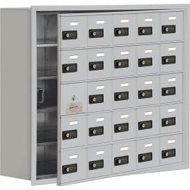 Salsbury 5-Tier 25 Door Cell Locker w/ Recessed Combo Locks 37""W x 8-3/4""D x 31""H Gray Assembled