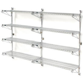 Nexel® Poly-Green® Adjustable Wall Mount Wire Shelving 4 Shelf Add On 72""Wx18""Dx63""H