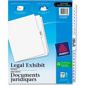 Avery Premium Collated Legal Exhibit Divider Printed 1 to 25 8.5""x11"" 26 Tabs White/White