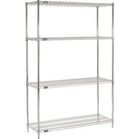 Nexel® 4 Shelf Chrome Wire Shelving Unit Starter 54""W x 18""D x 86""H