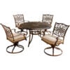 Hanover® Traditions 5 Piece Outdoor Dining Set w/ Swivel Chairs