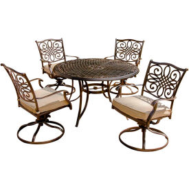 Hanover® Traditions 5 Piece Outdoor Dining Set w/ Swivel Chairs