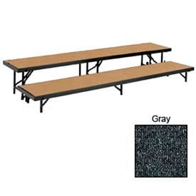 2 Level Straight Riser with Carpet - 96""L x 18""W - 8""H & 16""H - Grey