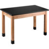 NPS Science Lab Table - Laminate Top - 48""L x  24""W x 30""H - Black w/ Oak Legs