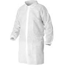 Polypropylene Lab Coat No Pockets Elastic Wrists Snap Front Single Collar White XL 30/CS