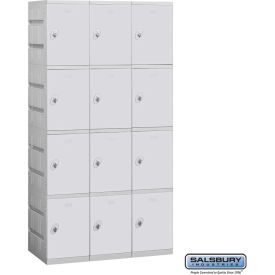 Salsbury 4-Tier 12 Door Plastic Locker 38-1/4""W x 18""D x 74""H Gray Unassembled