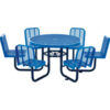 Global Industrial 46"" Round Picnic Table w/ 6 Seats Expanded Metal Blue