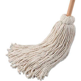 32 Oz. 54"" Wooden Handle Cotton Fiber Deck Mop White 6/Pack - BWK132C