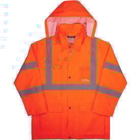 Ergodyne® 8366 Glowear® Type R Class 3 Lightweight Hi-Vis Rain Jacket Orange 2XL