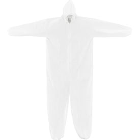 Global Industrial™ Disposable Microporous Coverall Elastic Hood White Large 25/Case