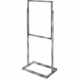 22"" x 28"" Bulletin Sign Holder w/ Rectangular Tubing Base - Chrome