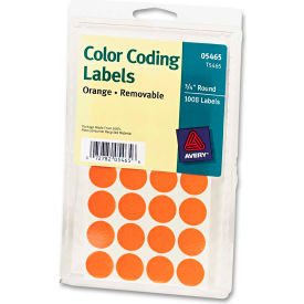 Avery® Print or Write Removable Color-Coding Labels 3/4"" Dia Orange 1008/Pack