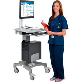 Global Industrial™ Mobile Sit-Stand Computer Workstation Gray