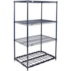 Nexel® 4 Shelf Nexelon® Blue Wire Shelving Unit Starter 1 HD Shelf 36""W x 18""D x 74""H
