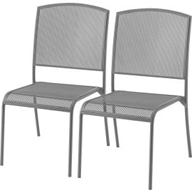 Global Industrial™ Outdoor Caf Armless Stacking Chair Steel Mesh Gray 2 Pack