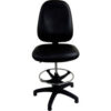 Shopsol Workbench High Back Chair w/ DLX Ergonomic Seat & Adjustable Footring Vinyl Black