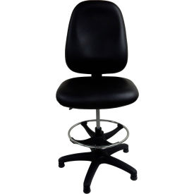 Shopsol Workbench High Back Chair w/ DLX Ergonomic Seat & Adjustable Footring Vinyl Black