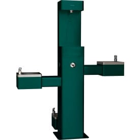 Global Industrial™Outdoor Bottle Filler w/Bi-Level Drinking Fountain & Pet Station Green