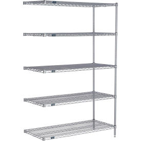 Nexel® 5 Shelf Nexelate® Silver Epoxy Wire Shelving Unit Add On 54""W x 24""D x 74""H