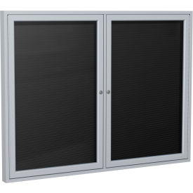 Ghent Enclosed Letter Board - Outdoor / Indoor - 2 Door - Black Letterboard w/Silver Frame - 36""x60""