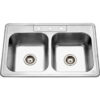 Houzer® 3322-8BS3-1 Drop In Stainless Steel 3-Holes 50/50 Double Bowl Sink