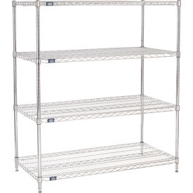 Nexel® 4 Shelf Chrome Wire Shelving Unit Starter 54""W x 24""D x 63""H