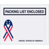 Panel Face Envelopes USA Ribbon ""Packing List Enclosed"" Print 5-1/2""Lx4-1/2""W Rd/Wht/Blue1000/Pk