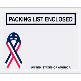 Panel Face Envelopes USA Ribbon ""Packing List Enclosed"" Print 5-1/2""Lx4-1/2""W Rd/Wht/Blue1000/Pk
