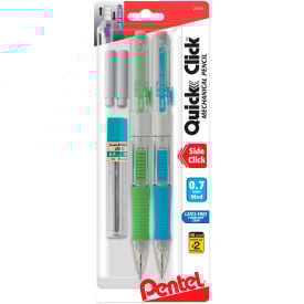 Pentel® QUICK CLICK Mechanical Pencil 0.7 mm HB (#2.5) Black Lead Asstd Barrel Colors 2/Pk